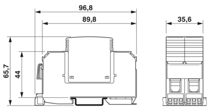 Product Dimension Type 2 surge arrester - VAL-MS 320/1+1-FM