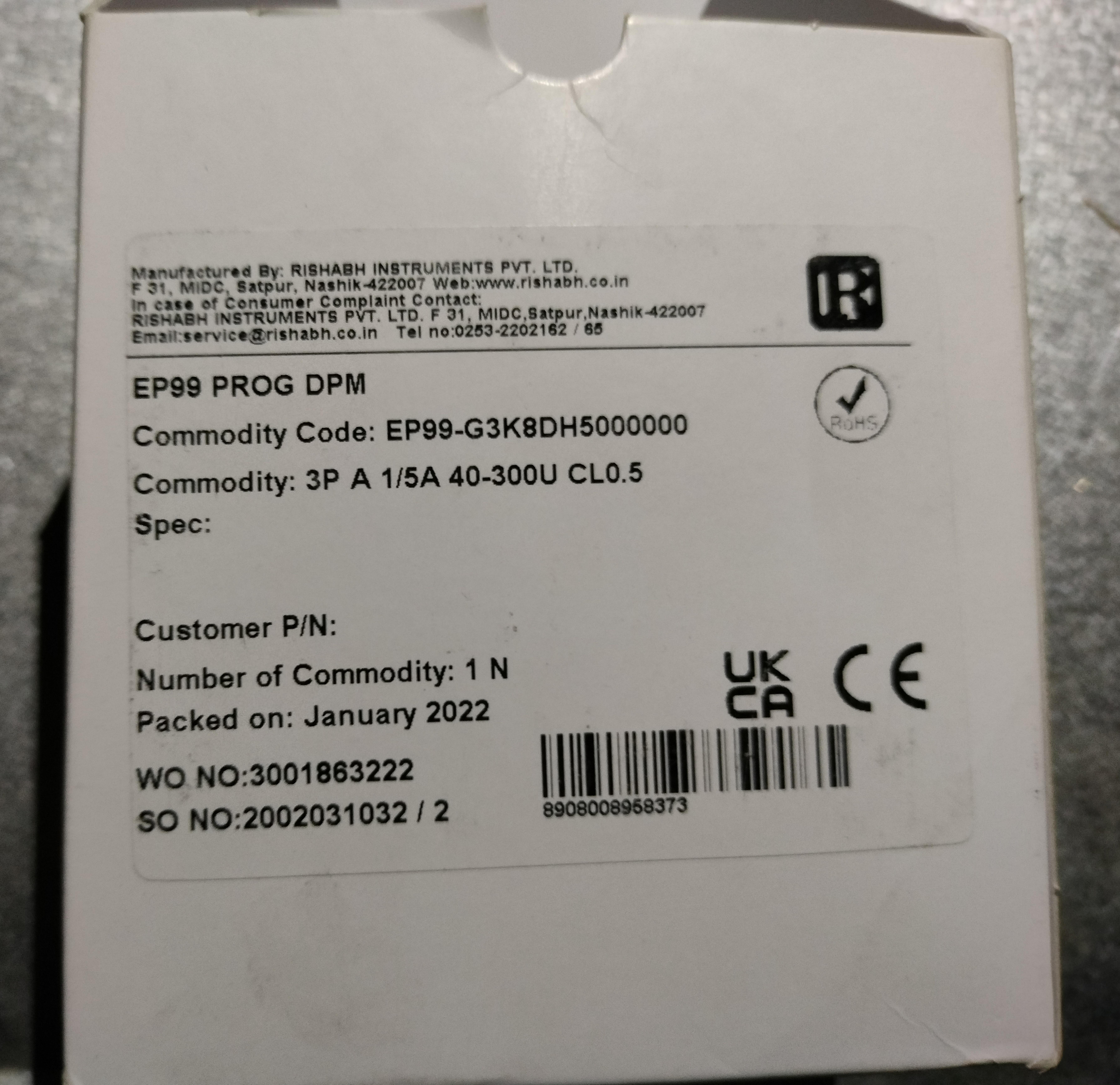 Rishabh Rish Eine A 3P Digital Panel Meter AC Ammeter for 3 phase