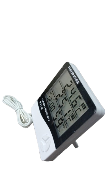 Clock Temperature & Humidity Meter Digital Hygrometer Indoor/Outdoor HTC-2